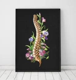 Codex Anatomicus Skull & Skeleton^Spine anatomy - Floral - Black