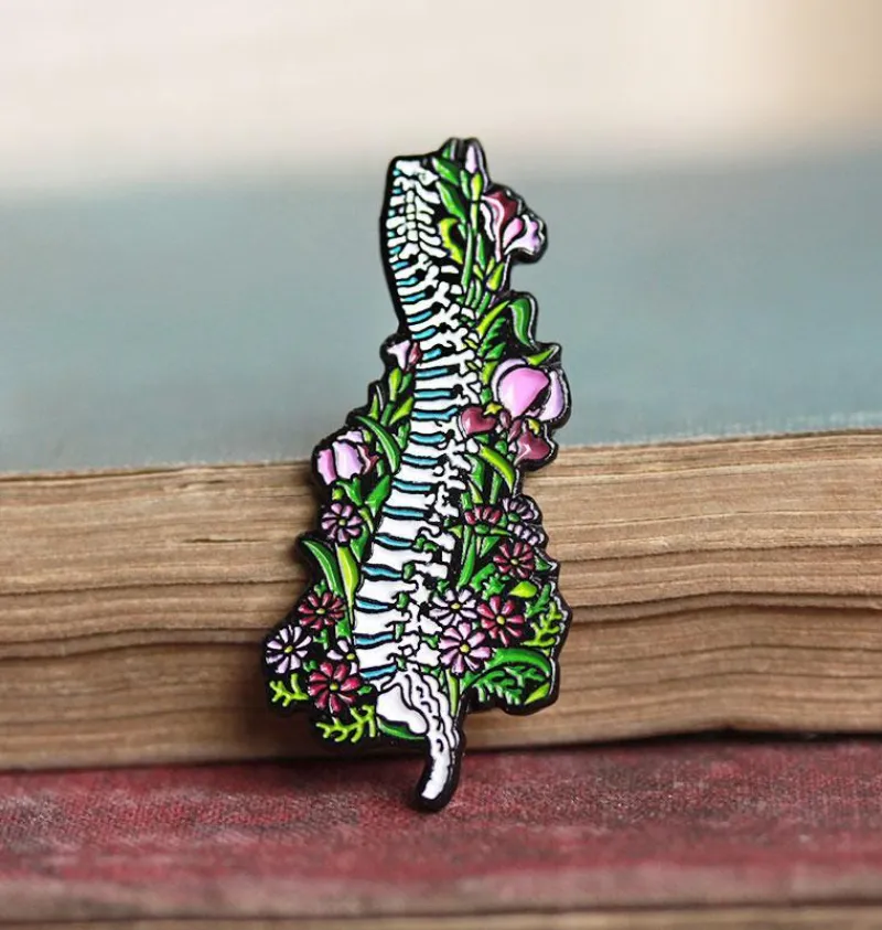 Codex Anatomicus Enamel Pins^Spine with flowers - Enamel pin
