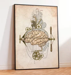 Codex Anatomicus Brain Anatomy^Steampunk brain art print