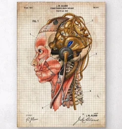 Codex Anatomicus Head & Face^Steampunk brain implant blueprint II