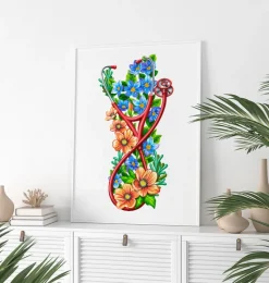 Codex Anatomicus Heart Anatomy^Stethoscope with flowers - White