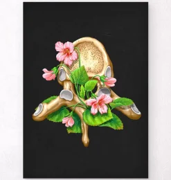 Codex Anatomicus Skull & Skeleton^Thoracic vertebrae - Floral - Black