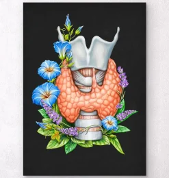 Codex Anatomicus Various Organs^Thyroid anatomy art - Floral - Black