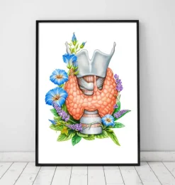 Codex Anatomicus Various Organs^Thyroid anatomy art - Floral - White
