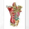 Codex Anatomicus Full Body Anatomy^Torso muscles & bones - Floral - White