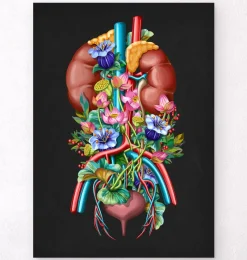 Codex Anatomicus Kidney & Liver^Urinary system - Floral - Black