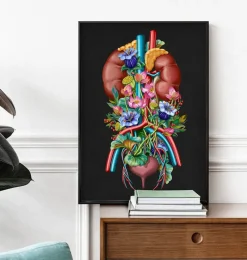 Codex Anatomicus Kidney & Liver^Urinary system - Floral - Black
