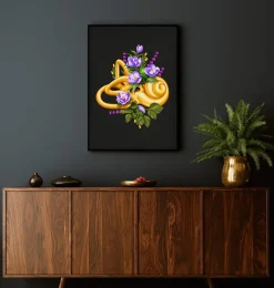 Codex Anatomicus Various Organs^Vestibular system - Floral - Black